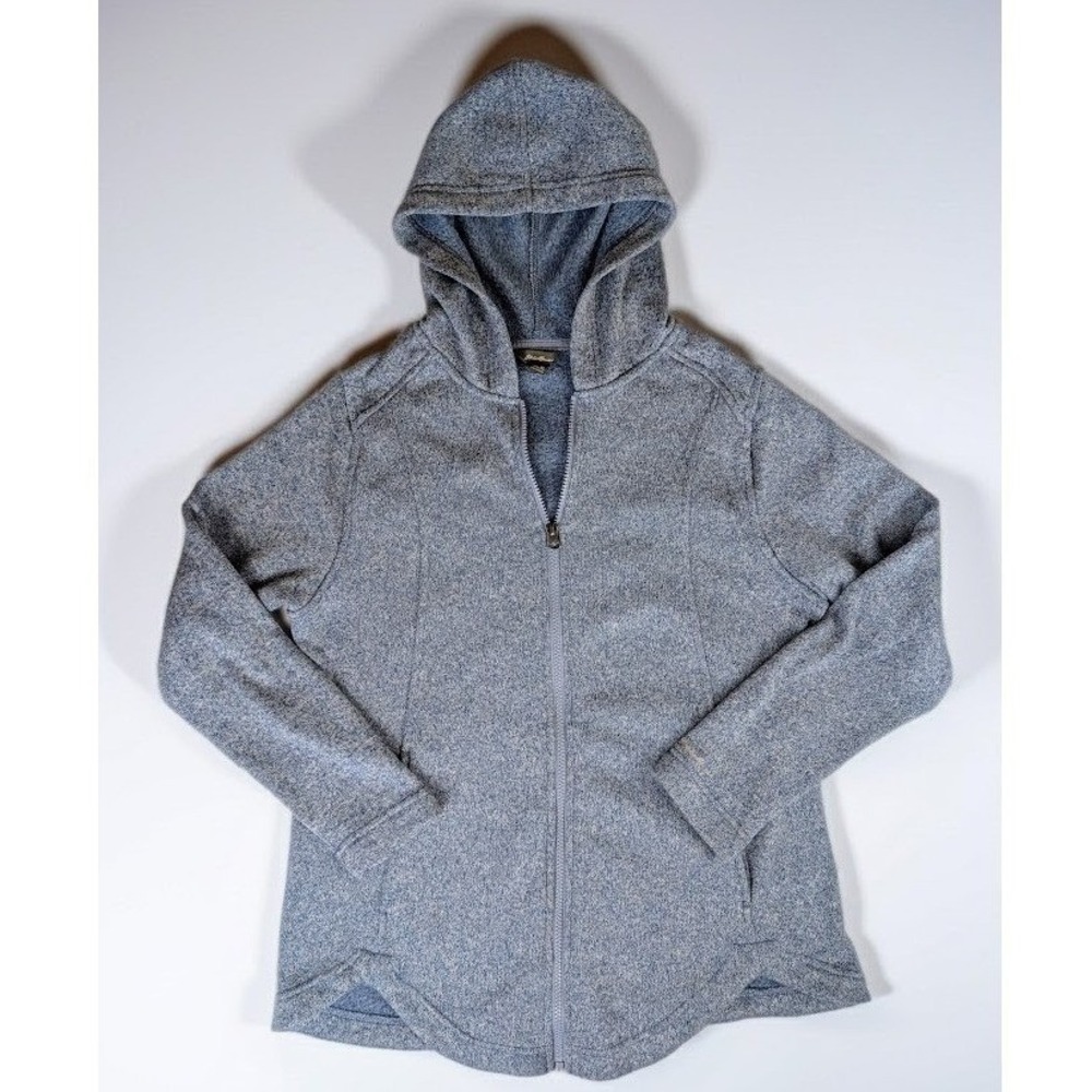 Eddie Bauer Full Zip Fleece Hoodie Women's XL Blue Heathered Jacket